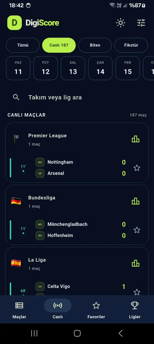 Android maç listesi
