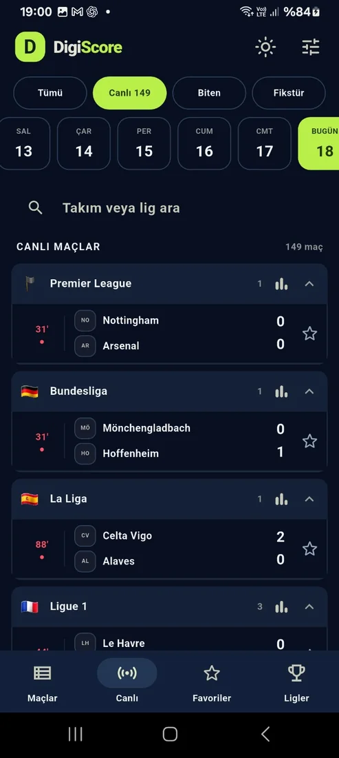 Mobil istatistik ekranı