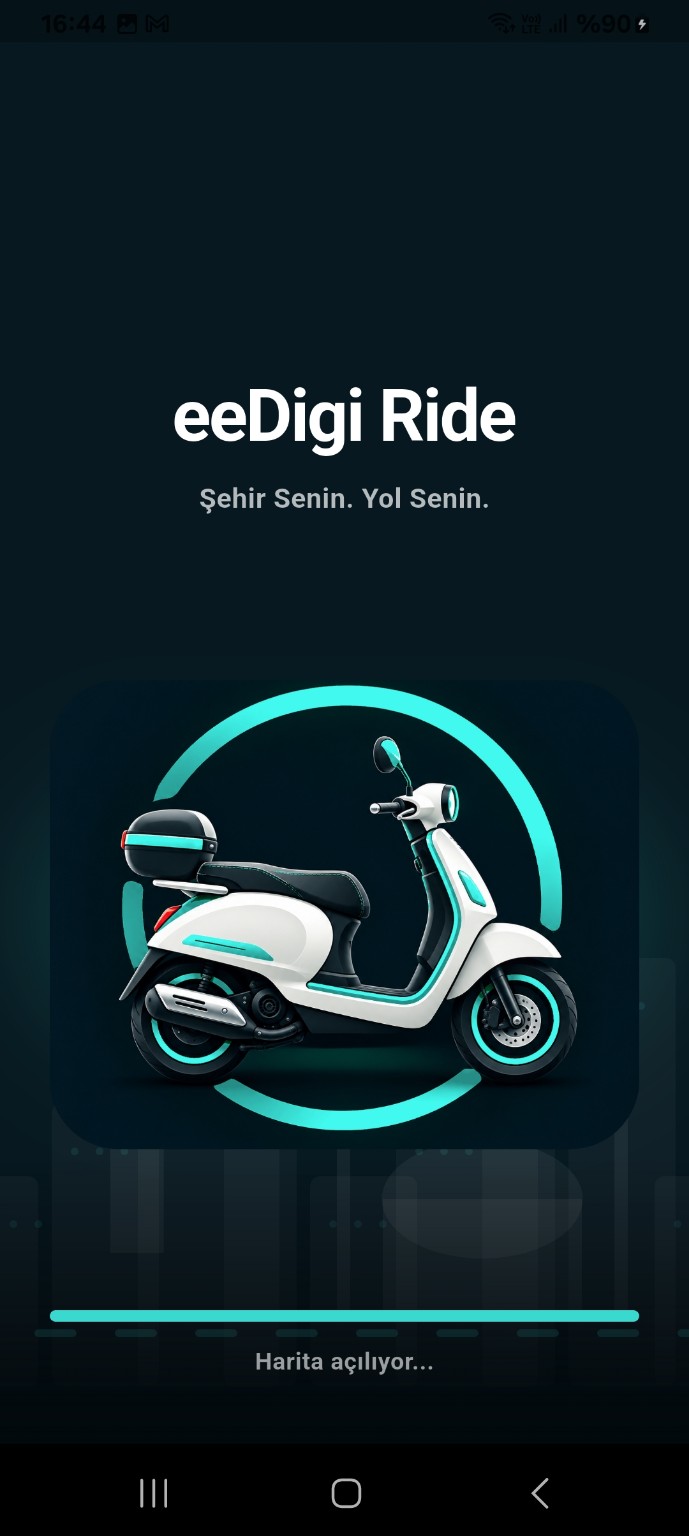 eeDigi Ride mobil uygulama açılış ekranı