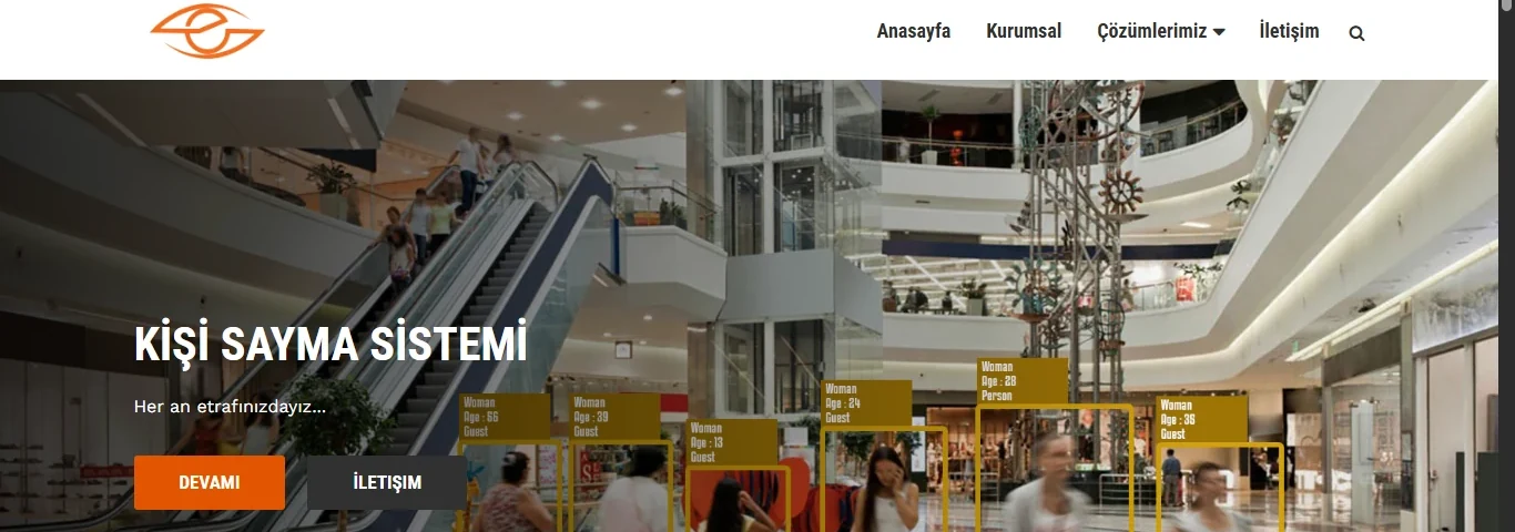 Eyes Teknoloji kişi sayma sistemi web sitesi ekran görüntüsü