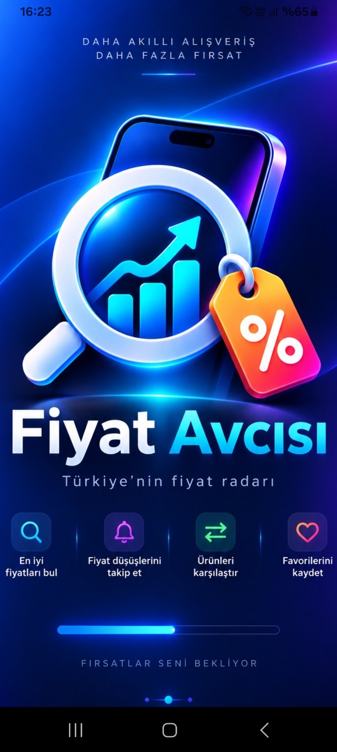 Fiyat Avcısı mobil uygulama açılış ekranı