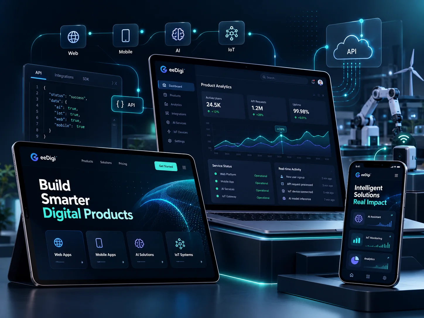 eeDigi web, mobil, AI ve IoT çözümlerinin profesyonel ürün sunumu