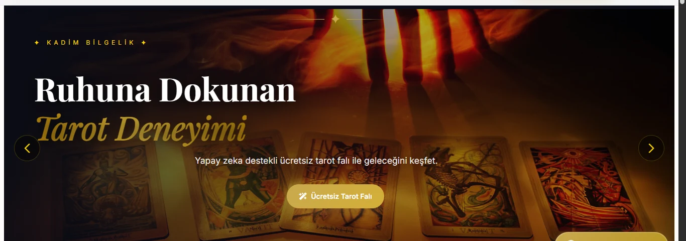 Tılsımlı Dünya yapay zeka destekli tarot platformu ekran görüntüsü