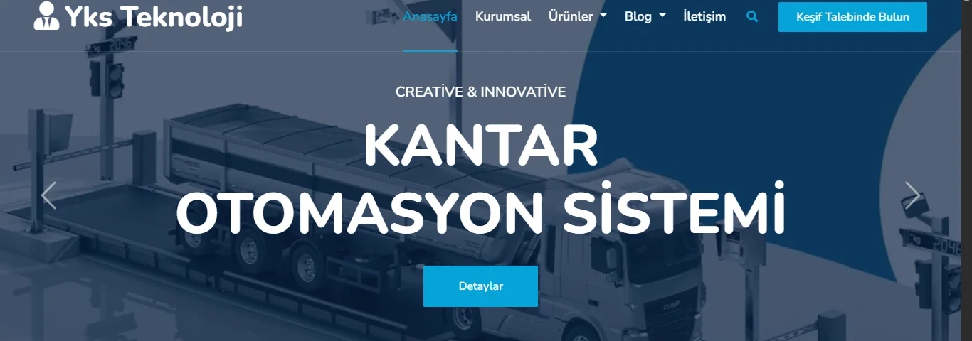 YKS Teknoloji kantar otomasyon sistemi web sitesi ekran görüntüsü